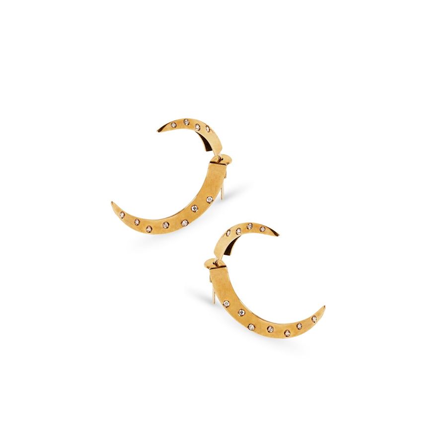 Half moon hooks with stones UNCINI | OR F/R BIGBRO ZIRC BIANCHI